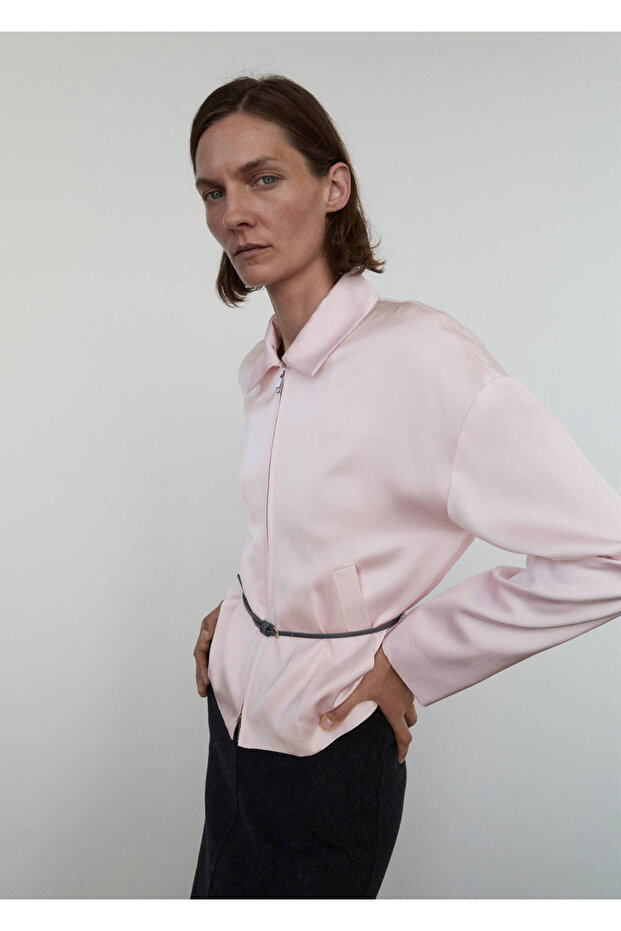 Zippered Satin Jacket