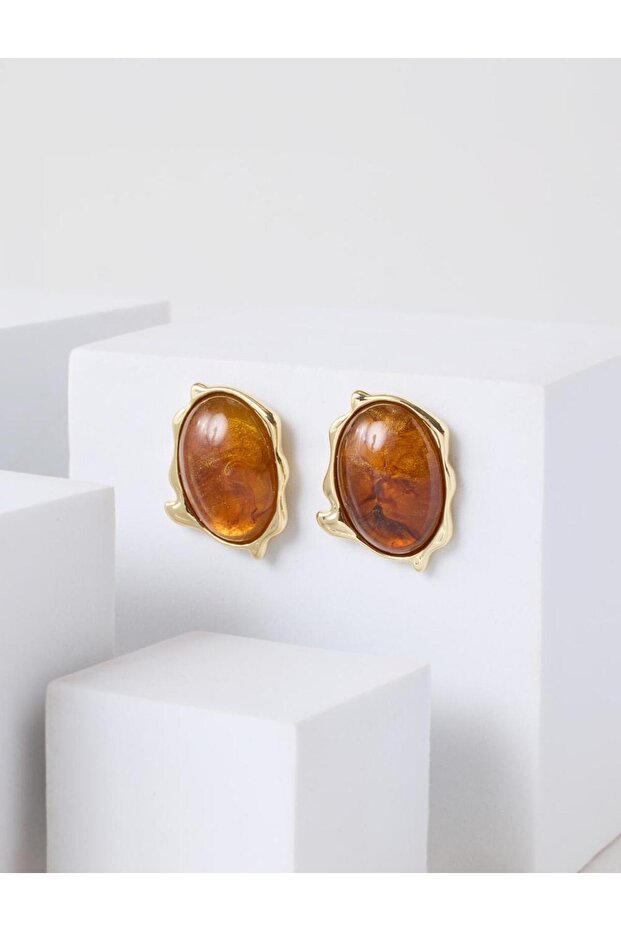 Brown Asymmetrical Figured Modern Earrings