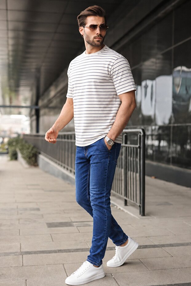 Blue Slim Fit Men's Jeans 6863