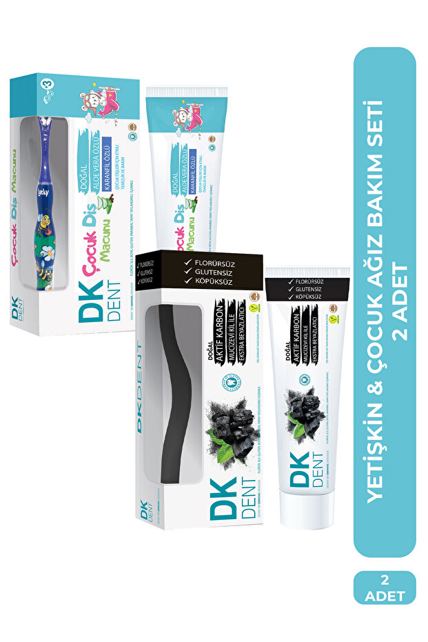 Activated Carbon Fluoride-Free 75 ml & Children's Toothpaste 50 ml Set of 2