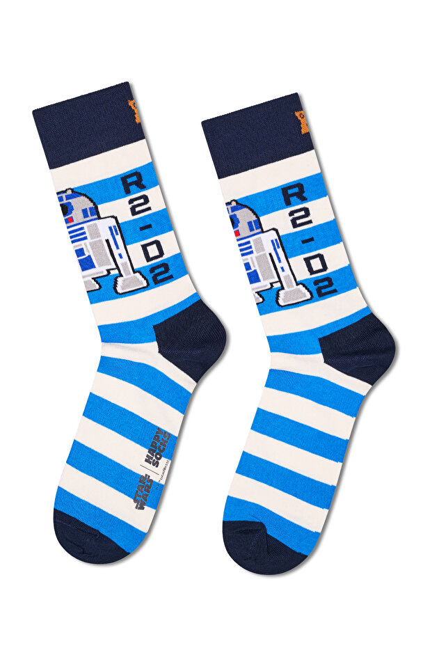 جوارب Happy Socks للرجال من القطن بنمط حرب النجوم R2-D2 باللون الأزرق P005726