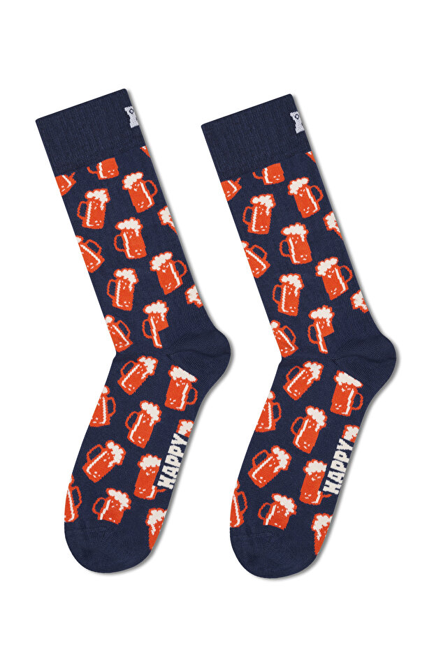 جوارب Happy Socks للرجال من القطن المزخرف باللون الأزرق الداكن P004096