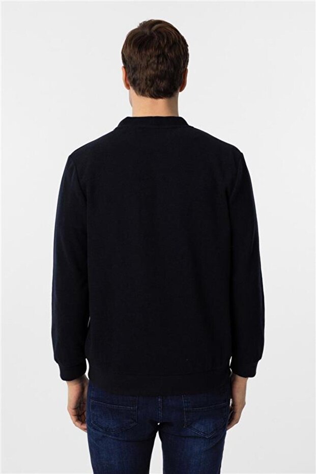 Navy Blue Regular V-Neck Cardigan - 5