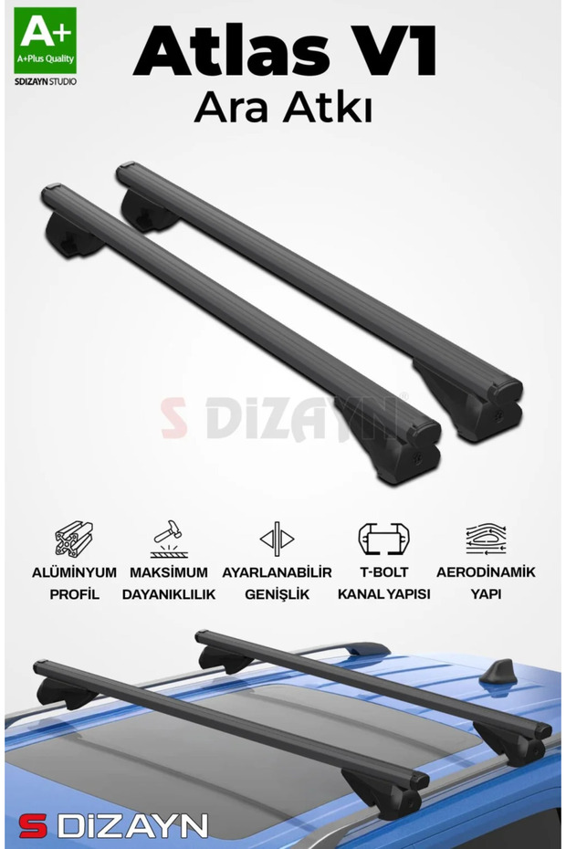 S-Dizayn Mercedes Viano W639 S-Bar Atlas V1 Ara Atkı Tavan Taşıyıcı Barı Siyah 155 Cm 2003-2014 A+ K