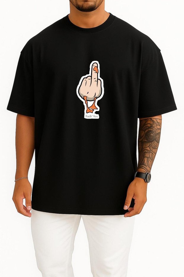 Oversized Duck You Chest Design Unisex T-Shirt