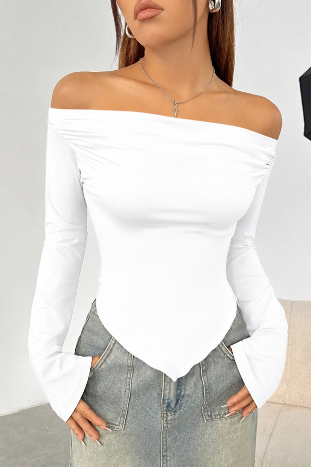 Madonna Gathered Detail Long Sleeve Blouse