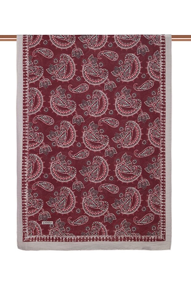 Mesopotamia Patterned Tensel Shawl 02888-Plum