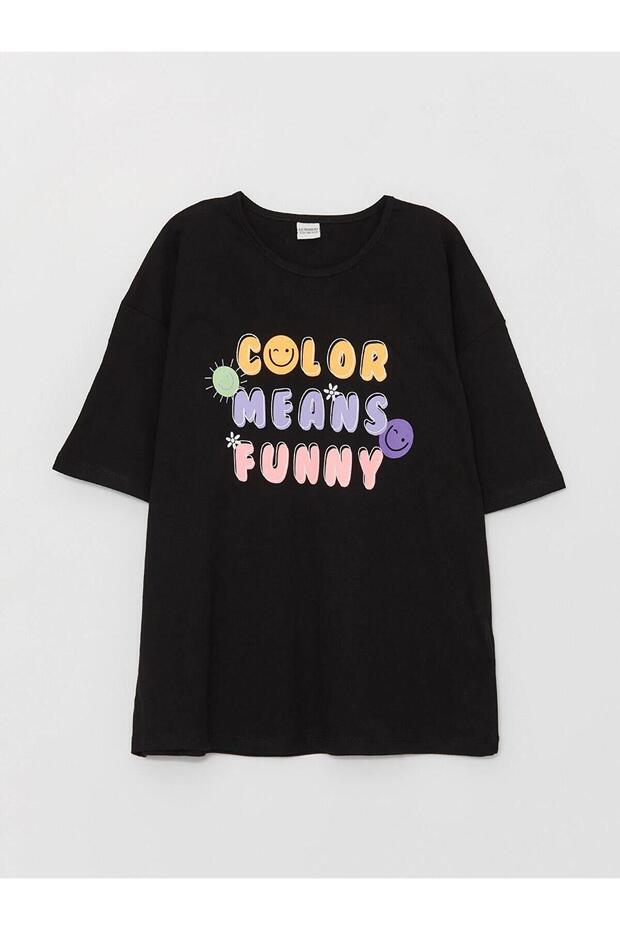 Crew Neck Printed Short Sleeve Girls' T-Shirt (S3)