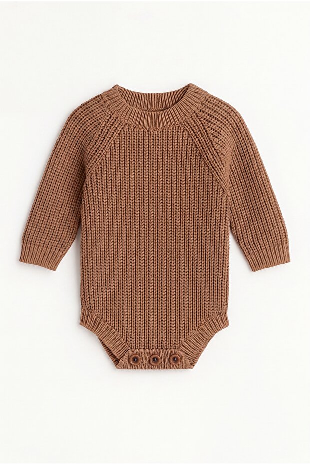 Baby Knitted Knitwear Bodysuit Long Sleeve Buttoned Unisex Knitbody