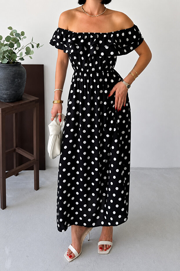 Viscose Fabric Madonna Collar Women's Long Dress