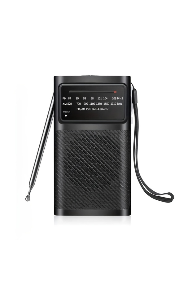 black Portable Radio Mini AM FM with Good Reception, Loud Speaker, AA Battery Operated, for Indoor,
