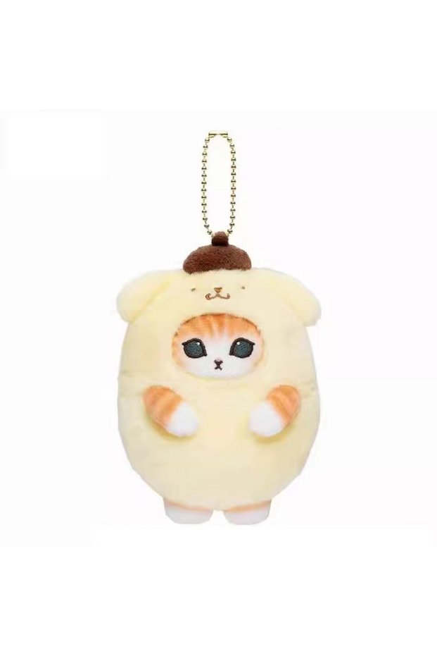 Bandai WHITE Kawaii Mofusand Cross-Dressing Sanrio Hello Kitty Kuromi Hanyodon Plush Keychain Pendan