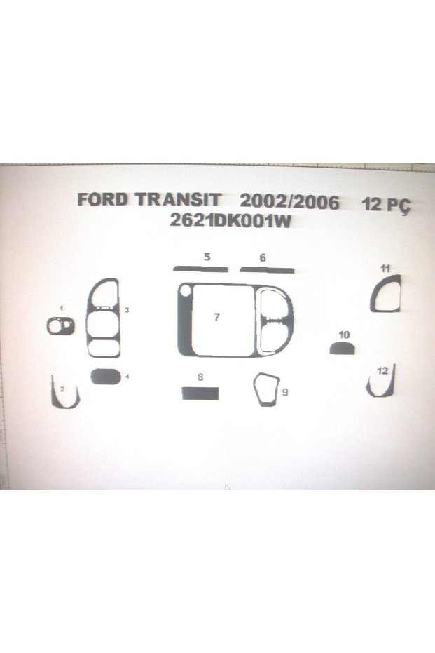 Ford Transit 2002-2006 12 Piece Dashboard Trim (Color Bird Eye Mahogany)