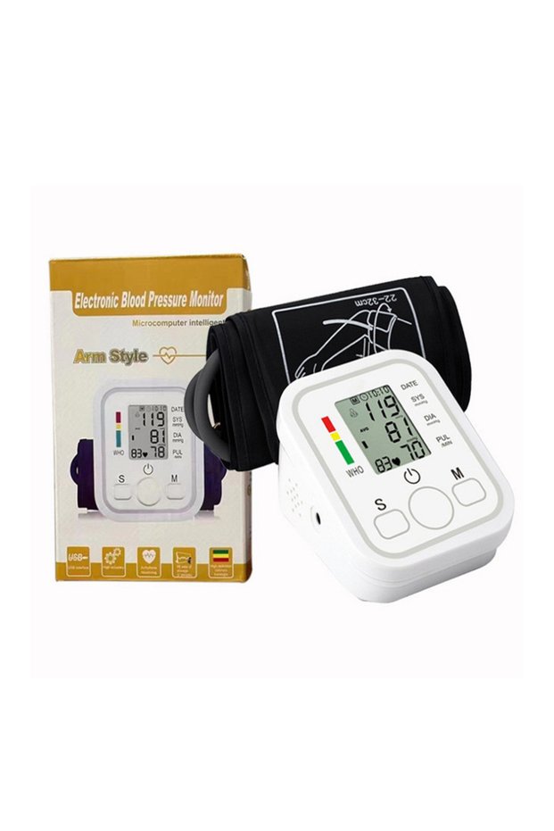 White Electronic Blood Pressure Monitor Arm Type Blood Pressure Measuring Instrument, Medical Grade