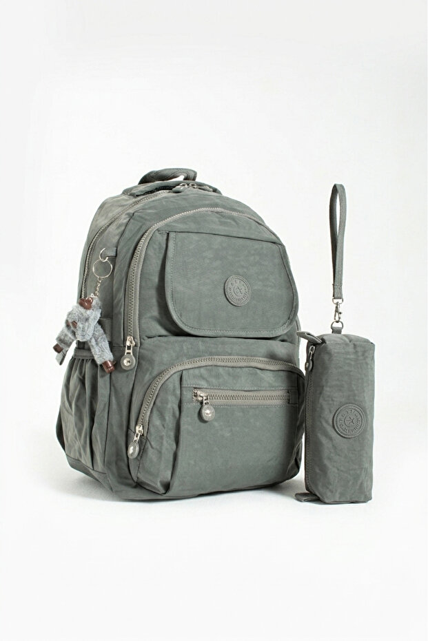 Unisex Clinker School Bag with Pen Holder and Gorilla Keychain Gift High School Middle School Backpack School Bag