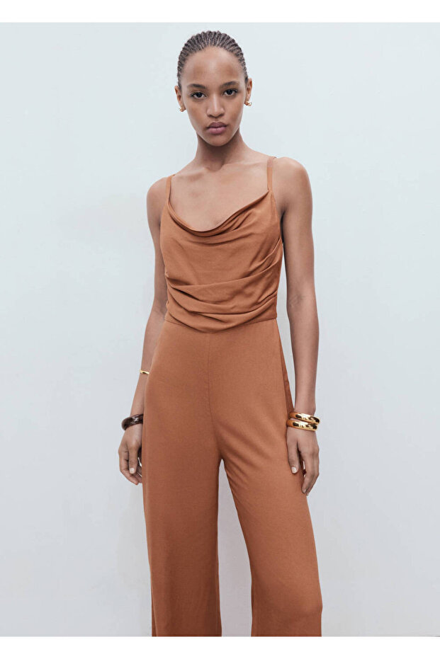 Long Draped Collar Jumpsuit