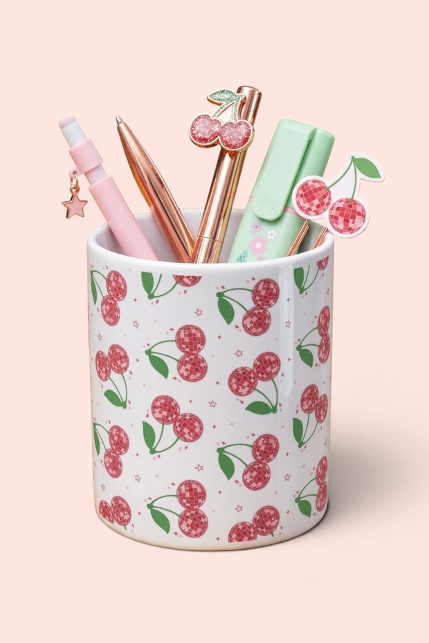 Cherry Disco Cherry Patterned Pen Holder