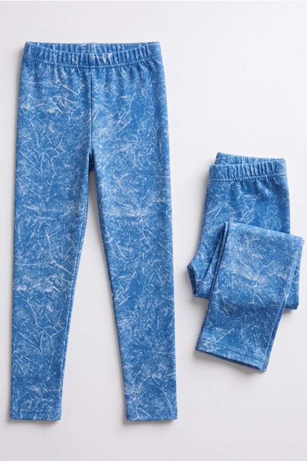 Girls' Leggings Blue Painted Patterned Stretchy Fabric 100% Cotton Leggings Cotton Casual Leggings 2-13 Years