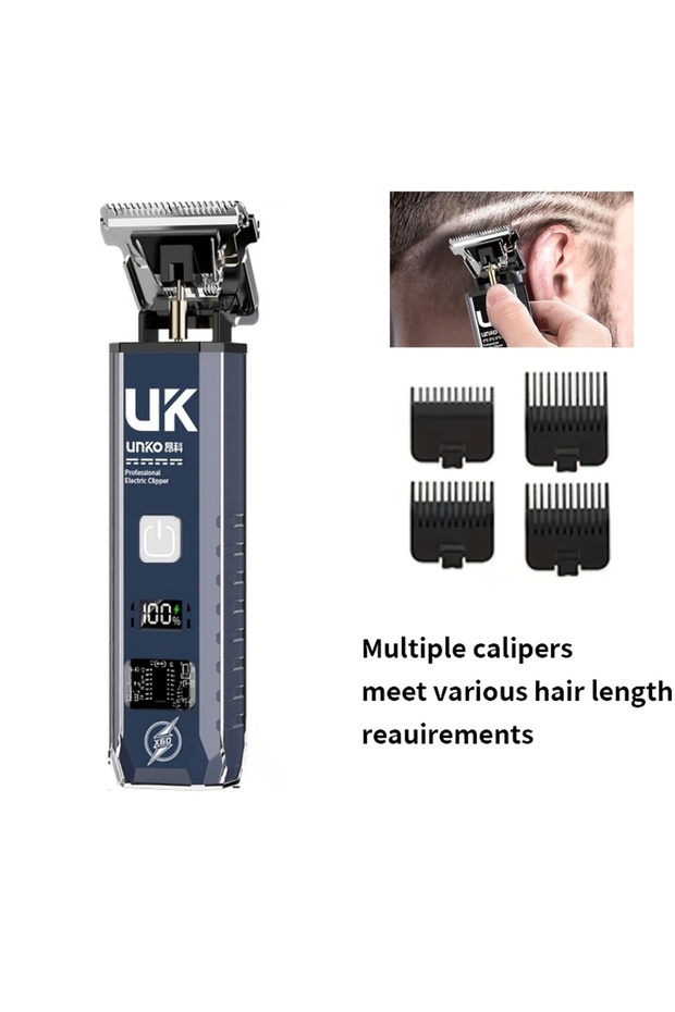 Blue Professional Cordless Hair Clipper, Rechargeable Electric Hair Trimmer for Men Kids Home & Salo