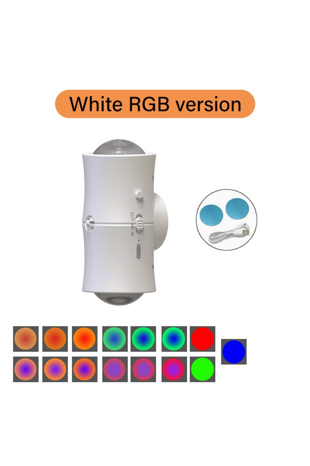 RGB White Motion Sensor LED Wall Light Tricolor RGB Rechargeable Double-head Magnetic Spotlight For