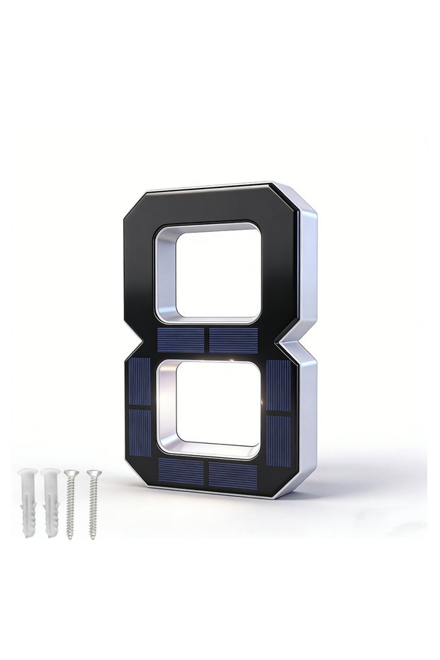 8 BORUiT Solar LED House Number Light Waterproof Outdoor Number Lamp Modern Home Garden Wal.