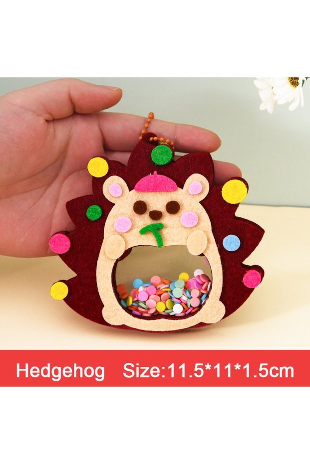 hedgehog DIY Animal Shake Pendant Art Craft Kits for Kids Boys Girls Easy To Paste Non Woven Shaker