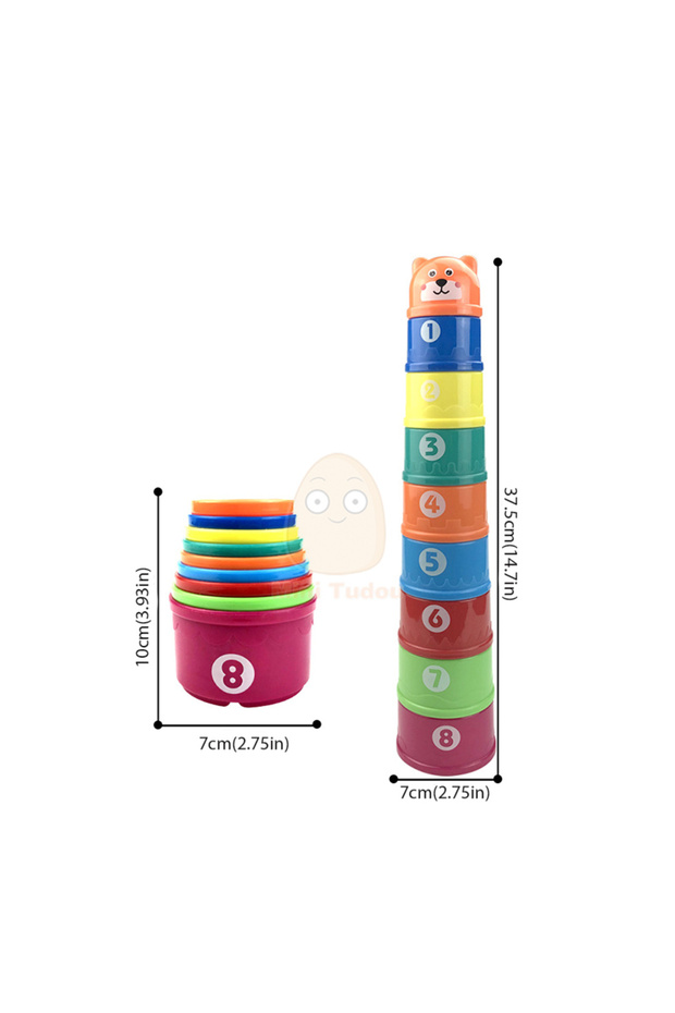 Bear Baby Toys Stacking Cup Cartoon Early Educational Learning Color Number Nesting Sorting Bath Sho