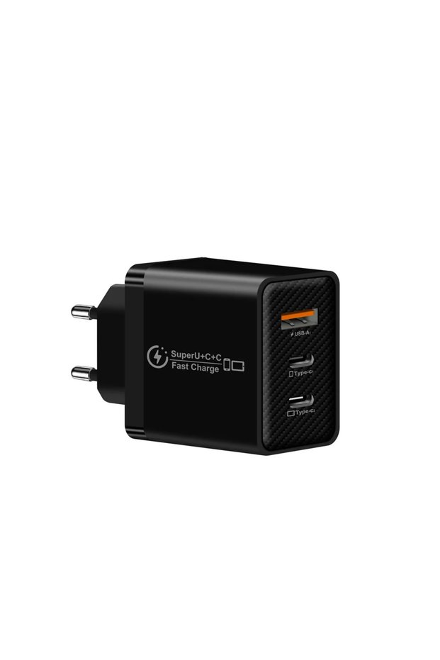 EU Black 48W 3 Ports USB Fast Charger QC 3.0 PD Type C Wall Adapter EU US UK Plug For iPhone 15 Xia
