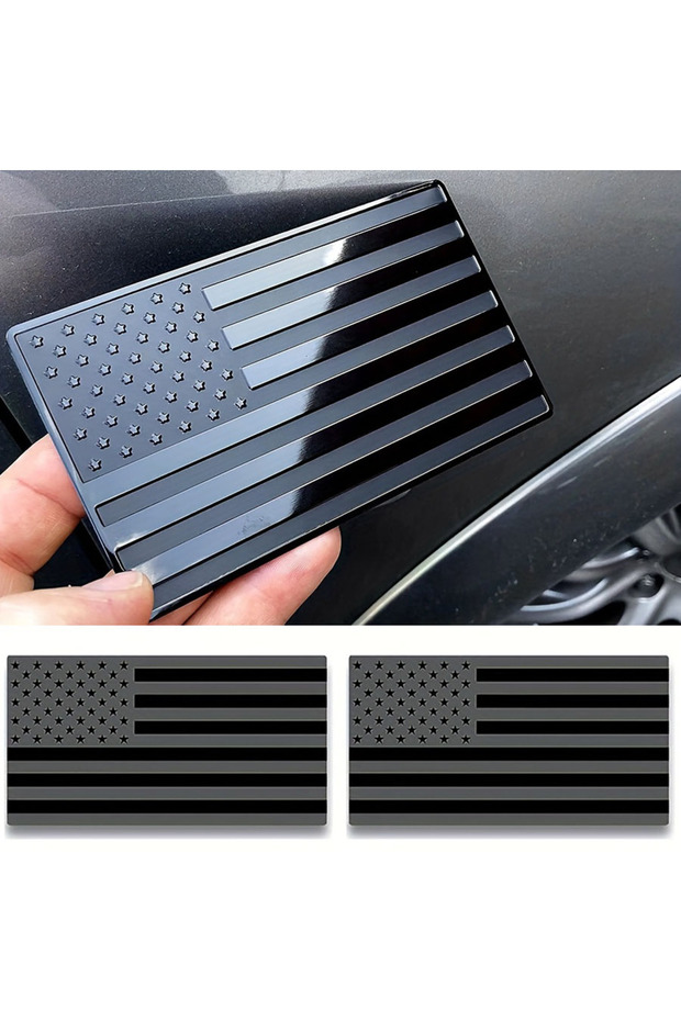 black 2pcs Black American Flag USA Sticker Decal for Car 3D US American Flag Emblem Decals for Truck