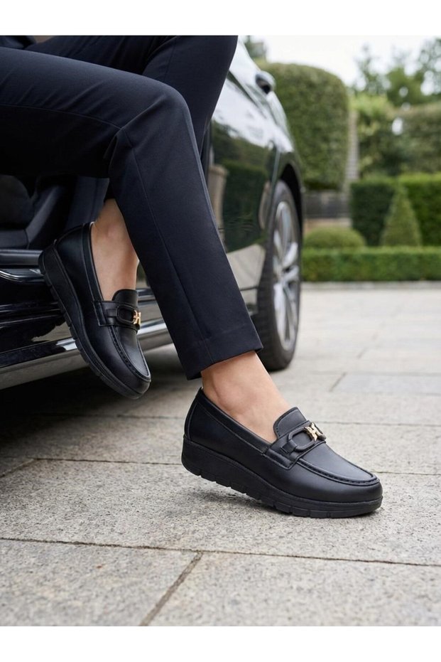 Neyna 1045 Black Wedge Heel Women's Shoes