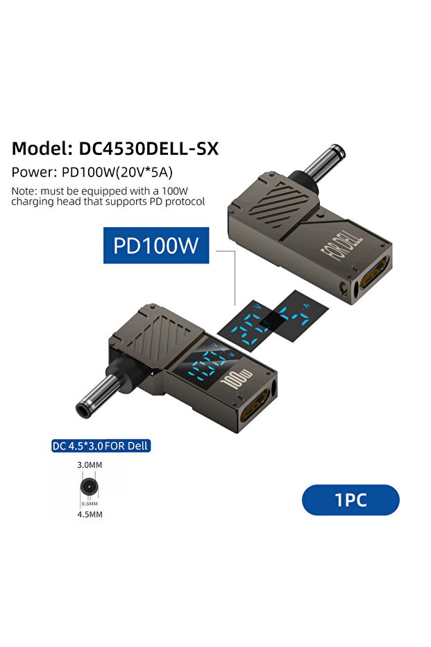 DC4530DELL-SX Hobo PD100W Laptop Power Adapter Plug Charger Supply Converter For DELL Male DC 4.5x3.