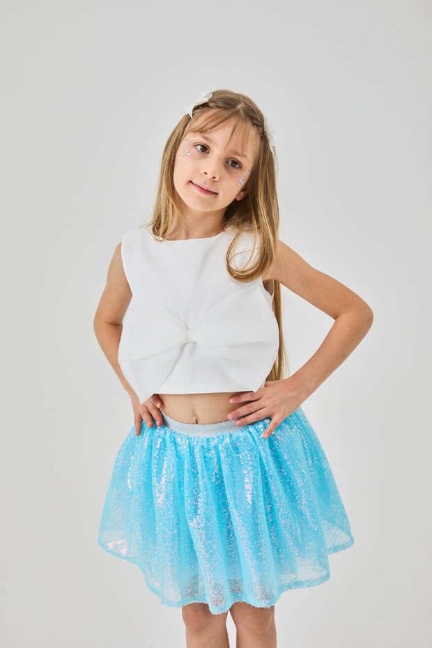 Blue Sequined Girl's Skirt - Gracie