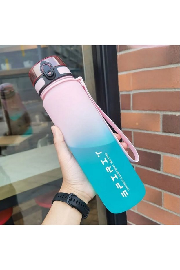 1000ML pink green 500ML/650ML/1000ML Large Capacity Sports Bottle Motivational Leak Proof Portable R