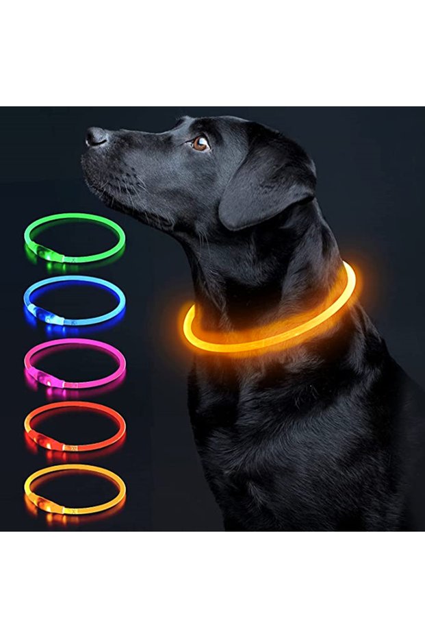 Maximum size 50cm Yellow Luminous Dog Collar Light Charge Cat Necklace, Led Fashion Flashing DIY Glo