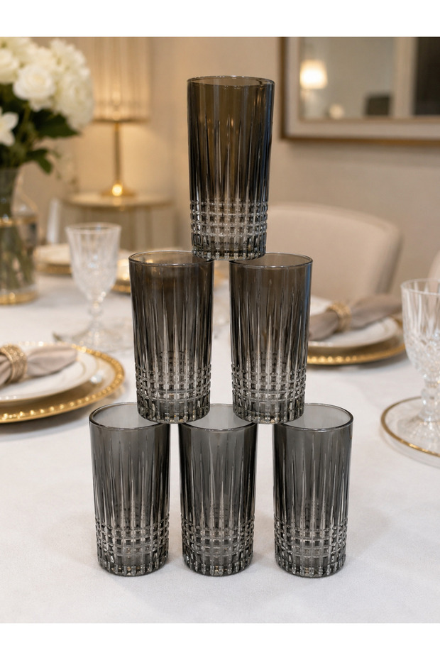 Crystal Smoked Water Glass 6 Li