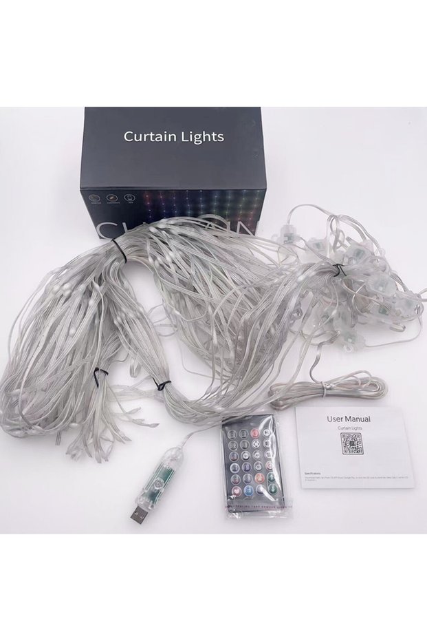 2x2 400Leds changeable Smart LED Curtain Lights USB,400 LED Dynamic Pattern DIY Curtain String Light