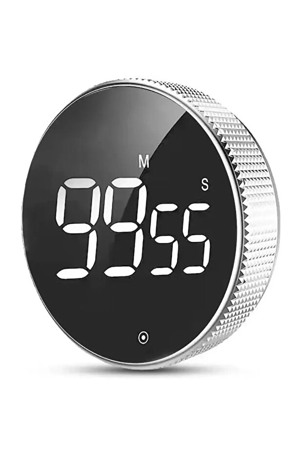 مؤقت رقمي فضي اللون، قطعة واحدة، شاشة LED كبيرة، مؤقت مرئي للتذكير في المطبخ، مؤقت مغناطيسي للعد التنازلي