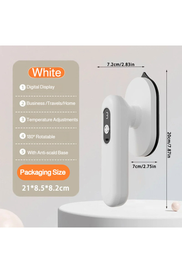 Wireless White Handheld Cordless Electric Iron Portable Non-steam Type Works with Water Spraying Rem