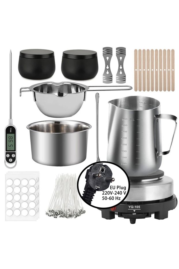 Kit 1-EU Plus-220V DIY Handmade Candle Craft Tools Kit with Wax Melting Hot Plate, Candle Making Sup