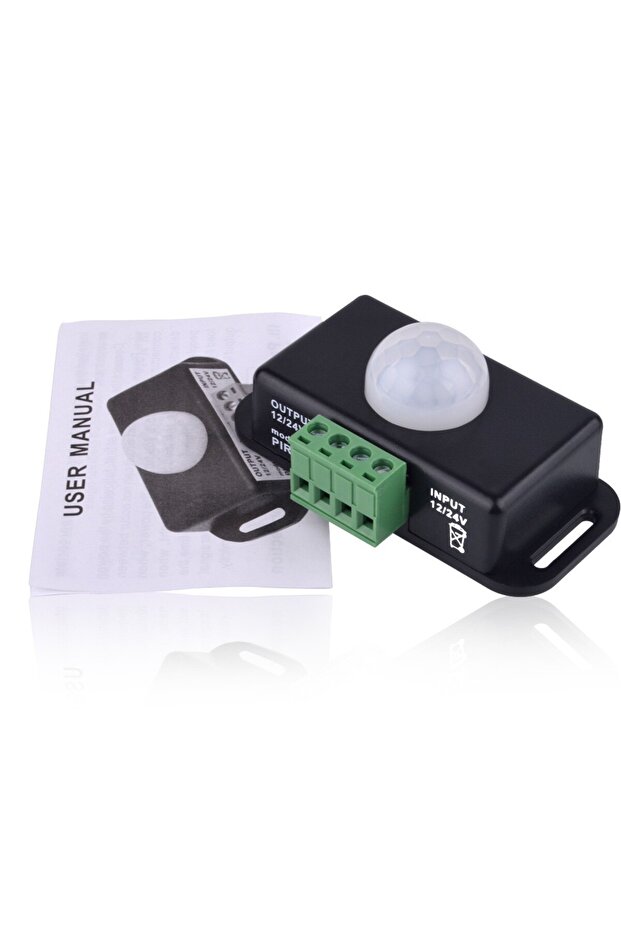 مفتاح مستشعر الحركة PIR أسود DC 12V-24V 8A مستشعر حركة قابل للتعديل تلقائيًا مستشعر حركة بالأشعة تحت الحمراء - 8