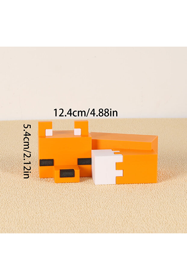 Orange Enchanting 3D Printed Pixel Sleeping Fox - Perfect for Bedroom Decoration, No Need for Power,