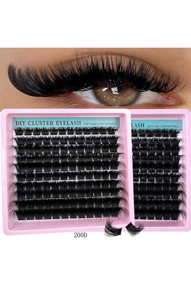 MIX 0.07mm D 200D 60D-200D 8D Fluffy DIY Cluster Lashes - 10-20mm Mixed Length Lash Extension 0.07mm