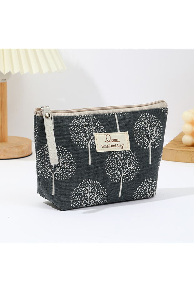 wish tree Japanese and Korean Canvas Makeup Bag Simple and Portable Travel Storage Toiletry Bag Mult