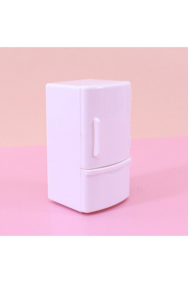 A1 1/12 Mini Dollhouse White Refrigerator With Food Set Kitchen Toys Miniature Furniture Fridge Deco