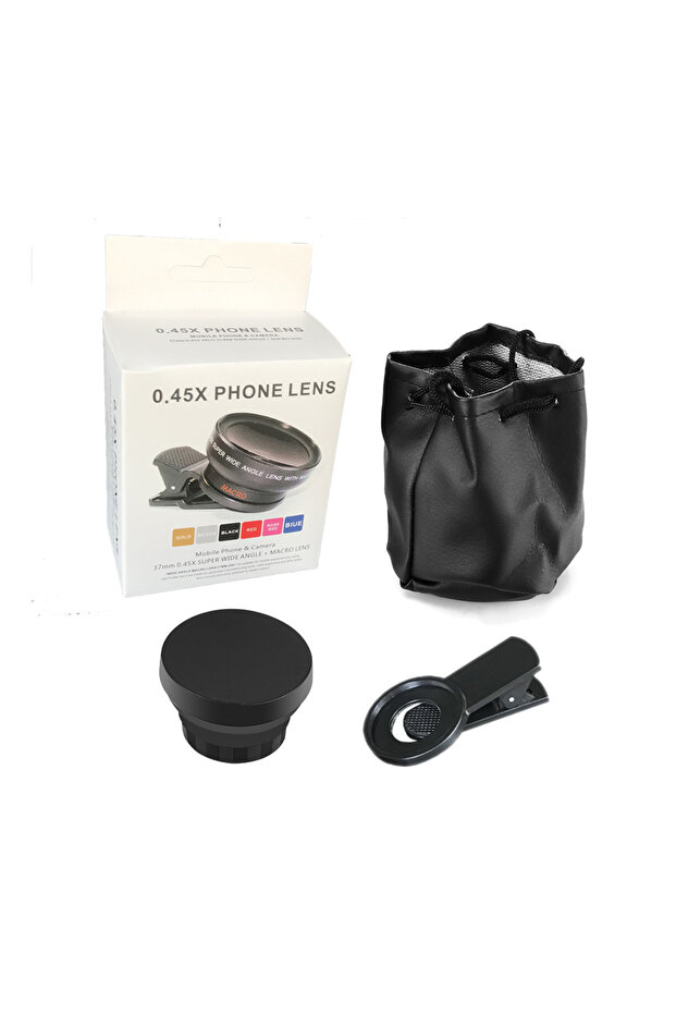 black Phone Lens Kit 0.45x Super Wide Angle & 12.5x Super Macro Lens HD Camera Lentes for iPhone 12