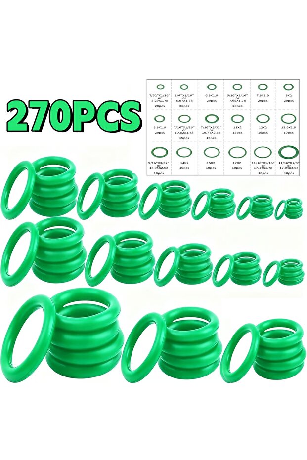 270pcs-bag Black 225pcs/green 270Pcs O-Ring Gasket High Quality Car Air Conditioning System Gasket