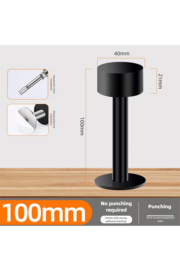 Black 100mm Door Stopper Self Adhesive Wall Floor Protector Heavy Duty Door Handle Stop Non Punch M