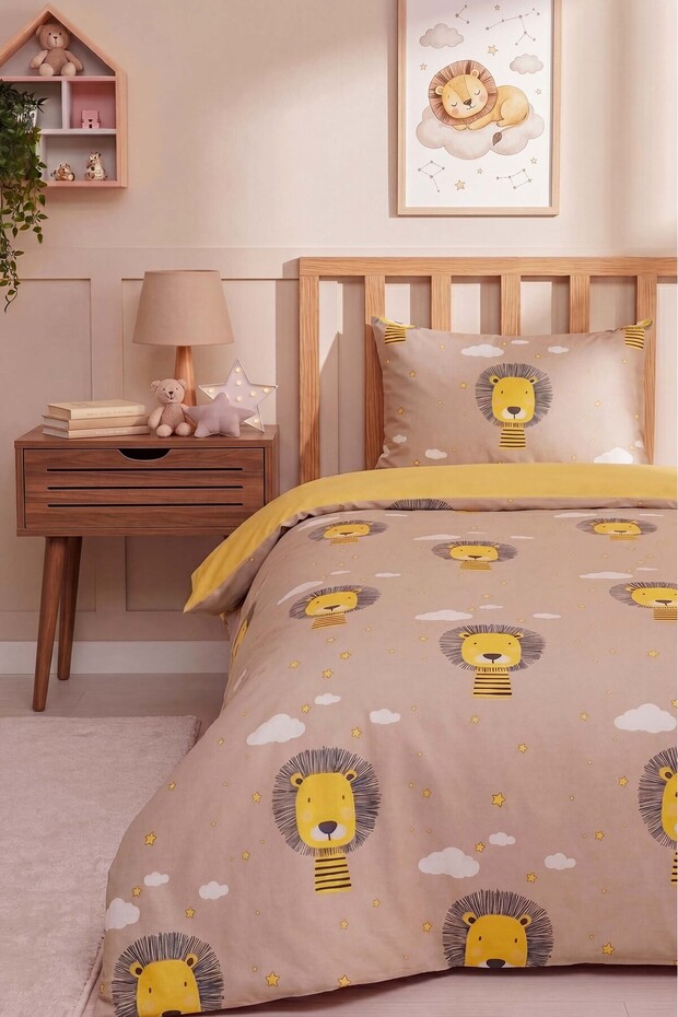 Cloudy Lion Single Cotton Duvet Cover Set