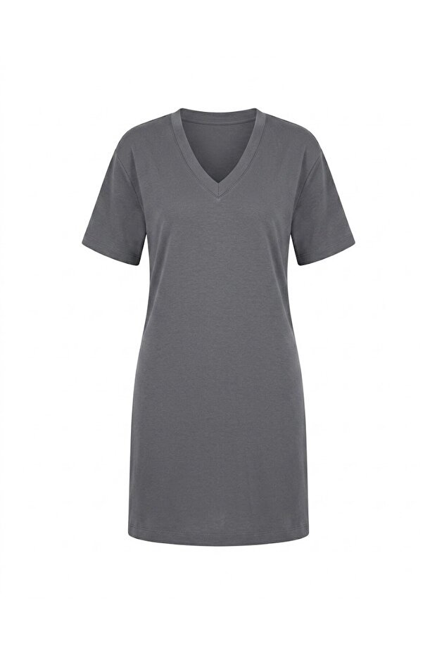 Anthracite V-Neck Modal Dress