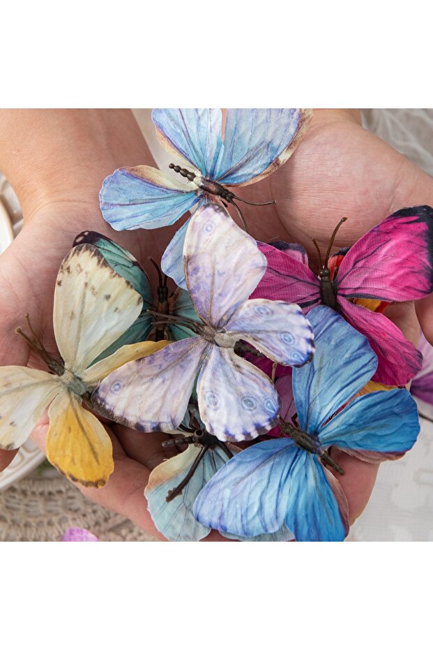 20 pcs mix 10/20PCS Artificial Flowers Fluorescents Butterfly Home Room Decor Christmas Wreath Weddi